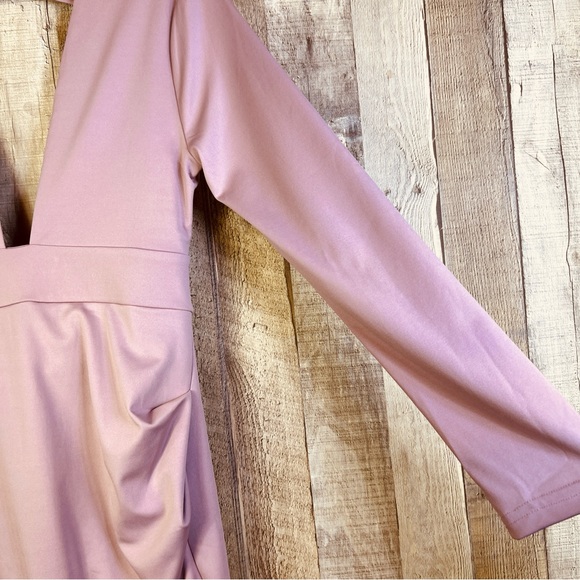 Dusty Mauve Size Large Low Cut Dress with Goes around the Neck Long Slee… - Picture 8 of 16